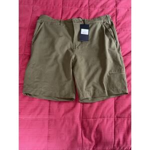 Men's Five Four Modern Chino Shorts Size 33 Olive Green Elastic Waist Zip Pocket